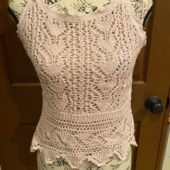 Rose Colored Crochet Cardigan with Camisole - Picture 4 of 7
